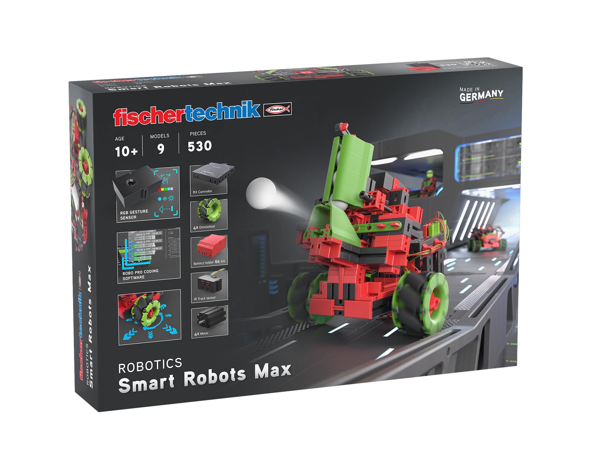 fischertechnik Smart Robots Max 564111 - Kit robotico: Robot programmabili e telecomandati, 9 modelli, per bambini dai 10 anni in su