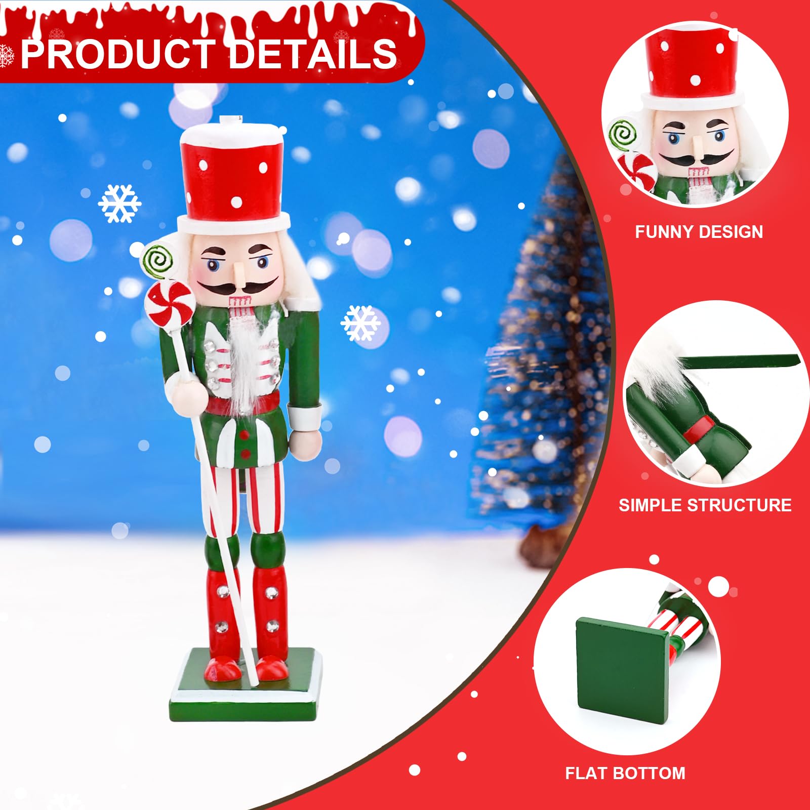 4 Figurines Casse-Noisette En Bois 12,5 Cm - Décoration De Noël Traditionnelle