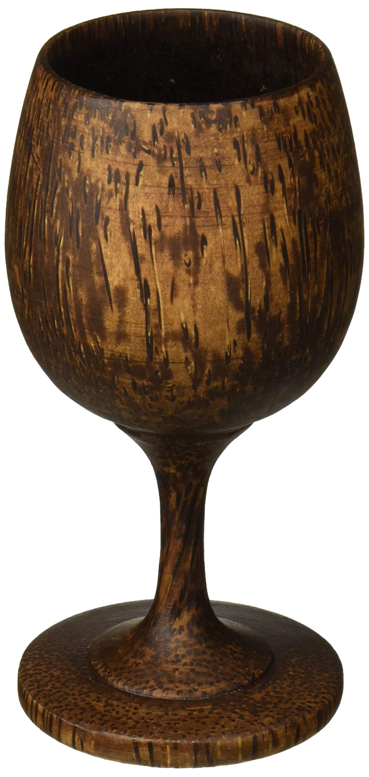 DDPremium Handmade Wooden Wine Glasses, Set 2, 6 inches high. (Palm Wood) Gift, Brown