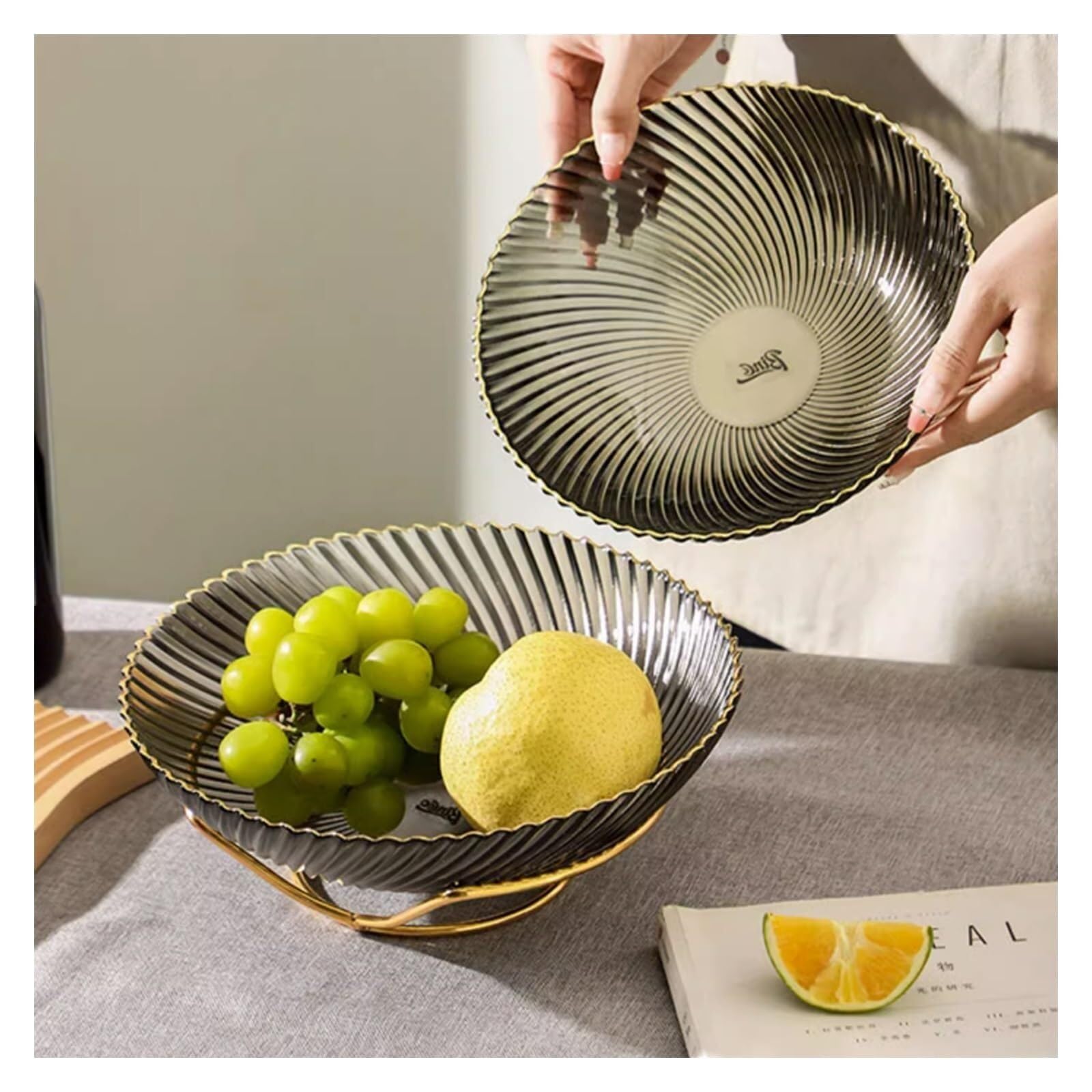 Piatto di frutta in vetro, moderno cesto di frutta per snack, dolci e verdure, espositore multifunzione per feste ed eventi