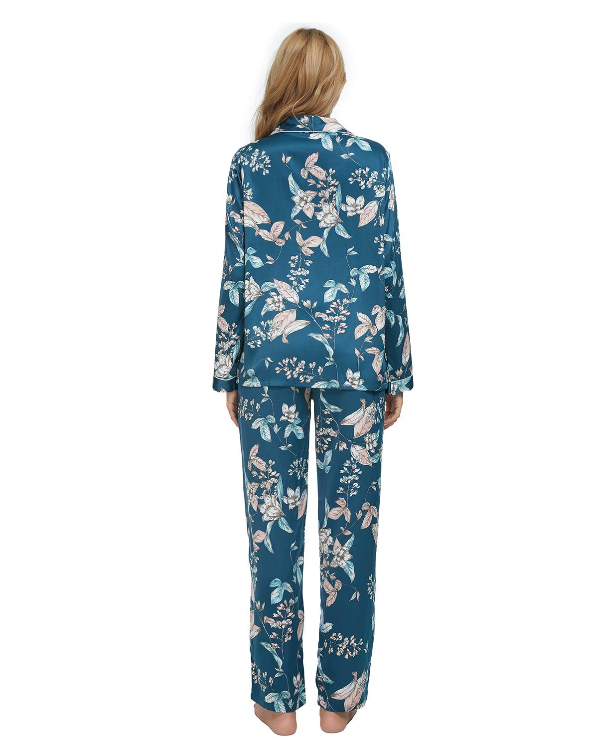 GOSO Pijama para Mujer - Pijama de Manga Larga con Botones para Mujer - Conjunto de Pijama de Manga Larga Floral para Mujer