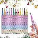 12 Colors Nail Art Pens Set, 2026 New Nail Art Markers for Gel Nails, Quick Dry Long Lasting Nail Polish Pen for Kids, DIY 3D Drawing Dotting Painting Nails Liner Brush (1 Pcs)