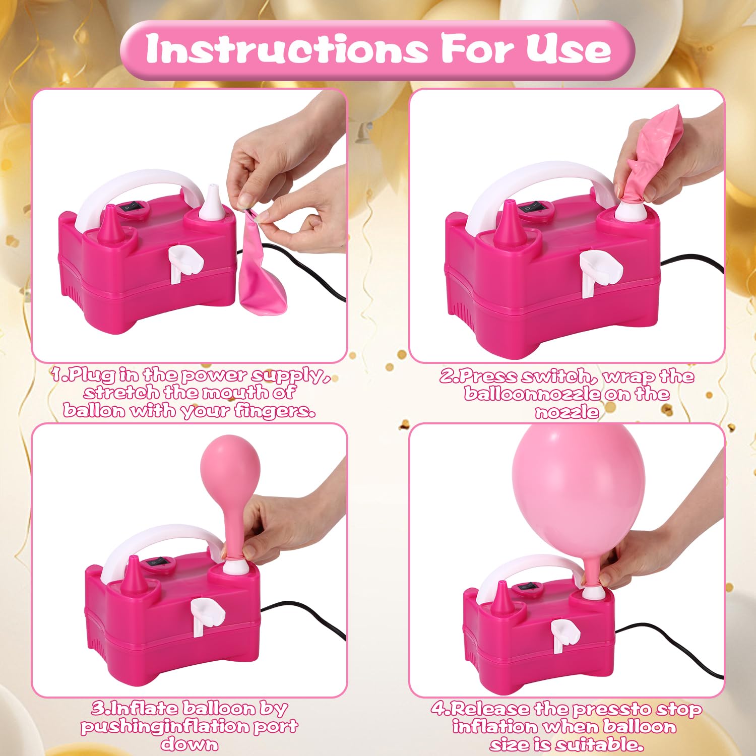 400W Pompe à Ballons électrique,Portable Double buse Gonfleur,Pompe à Air électrique Ballon Gonfleur Ballon Electrique Légère et Portable pour Les Ballons de Mariage la Décoration Festive