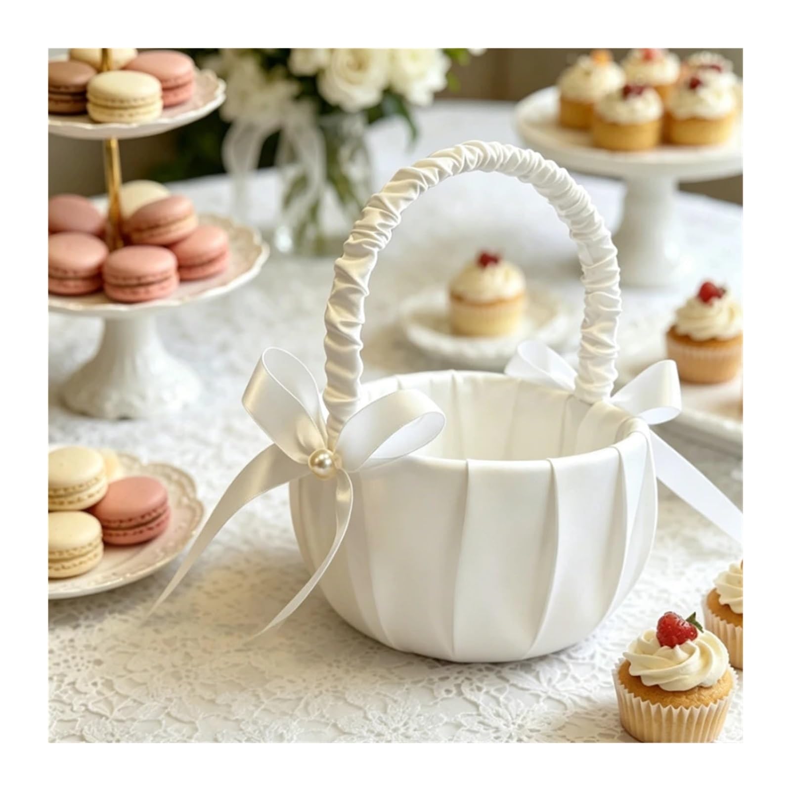 Blumenkörbchen Hochzeit Hochzeits-Blumenkörbe und Ringkissen-Set