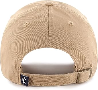 47 Brand MLB Khaki White Primary Logo Clean Up Adjustable Strap Baseball Dad Hat Cap, Adult One Size Fits All