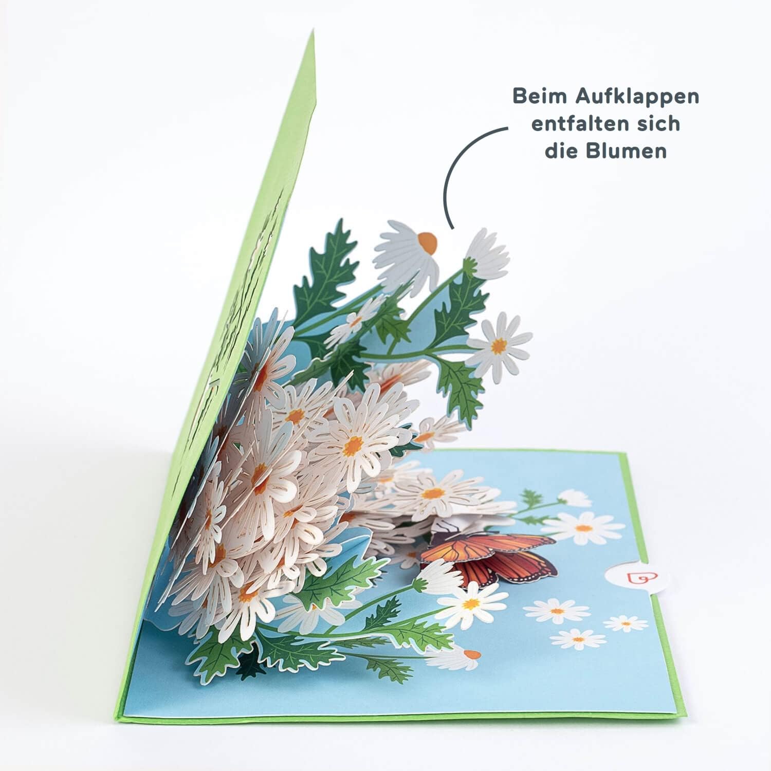 papercrush® Kartka pop up Stokrotki i motyl - Kartka urodzinowa 3D dla kobiet (mama, dziewczyna, babcia), kartka powodzenia, karta szybkiego powrotu do zdrowia, kartka z podziękowaniami lub emeryturą
