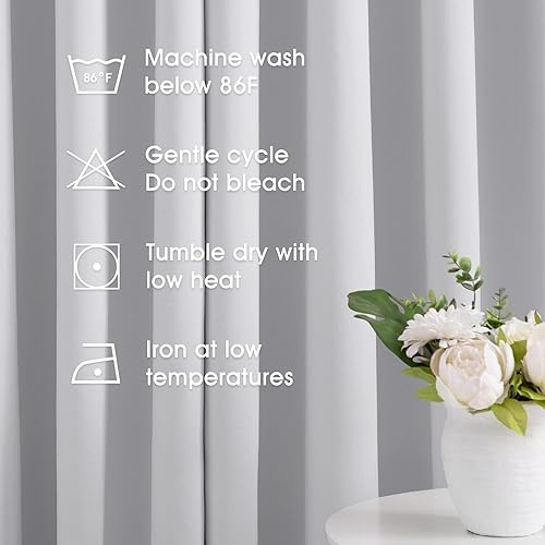 Miniatura 5 de Homeideas - Cortinas opacas de 52 x 63 pulgadas de largo, juego de 2 paneles de cortinas para oscurecimiento de habitación, térmicas, con ojales,