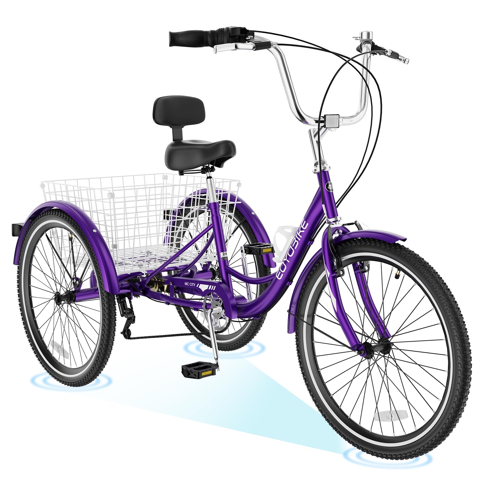 ABORON Adults Tricycle, 3 Wheels Bike for Adult, Tricycle for Adults, Double-Wall Wheel Rims, Tricycle for Women Men Exercise Outdoor Sports