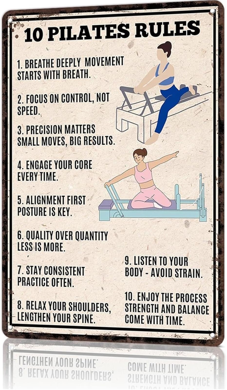 HGETJOHXEM Classic Metal Sign 10 Exercise Rules Motivational Wall Plaque for College Dorm Kitchen Bar Lounge 8 X 12 in