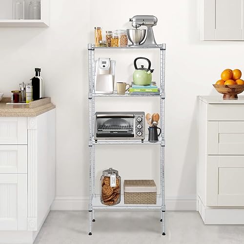 Miniatura 2 de Dkelincs Estantería de alambre de 4 niveles de 18 pulgadas de largo x 12 pulgadas de ancho x 44 pulgadas de alto, estante de alambre ajustable de