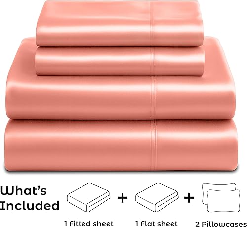 Miniatura 4 de Pure Bedding Sábanas de satén sedosas de lujo de hotel  Juego de sábanas de microfibra extra suave de 1800, resistente a las arrugas, a la