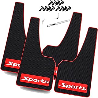 Universal Mud Flaps, Soft Glue Heavy Duty Fenders - Scratch Resistant, wear-Resistant, high-Temperature Resistant, and Frost Resistant, Fits SUVs MPV (Not Fits Full-Size SUVs) Logo Sports 4PCS
