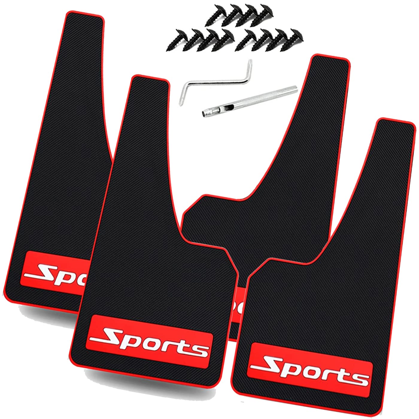 Universal Mud Flaps, Soft Glue Heavy Duty Fenders - Scratch Resistant, wear-Resistant, high-Temperature Resistant, and Frost Resistant, Fits SUVs MPV (Not Fits Full-Size SUVs) Logo Sports 4PCS