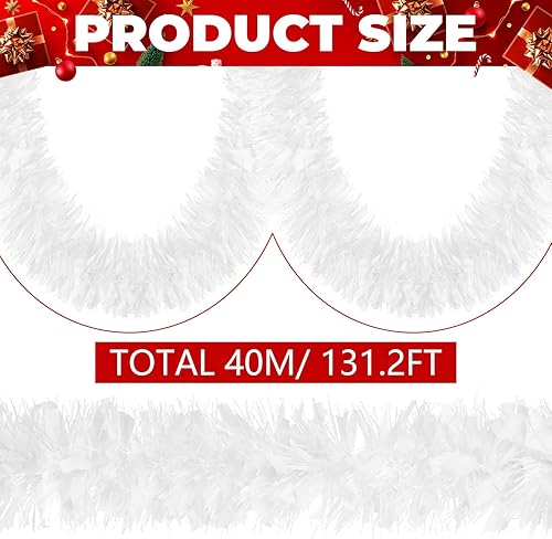 Miniatura 2 de WILLBOND Guirnalda de oropel de Navidad, guirnalda metálica de oropel con purpurina, guirnalda colgante para árbol de Navidad, decoración para