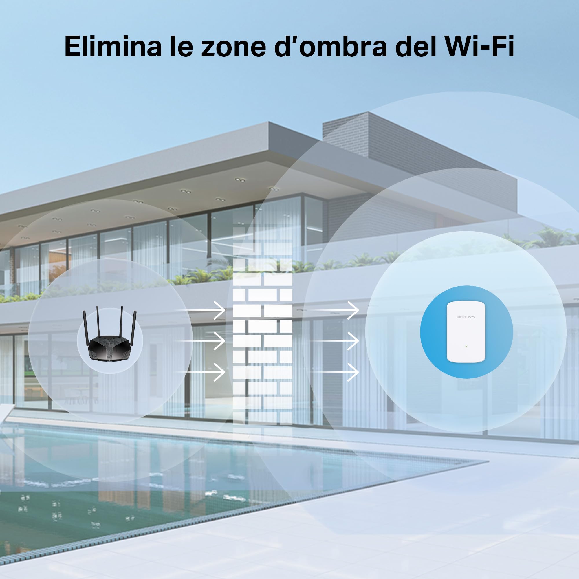Mercusys TP-Link ME10 Ripetitore Wireless WiFi Extender e Access Point, Velocità Single Band 300Mbps, Porta LAN, Potenzia la tua Copertura Wi-Fi, Compatibile con Modem Router