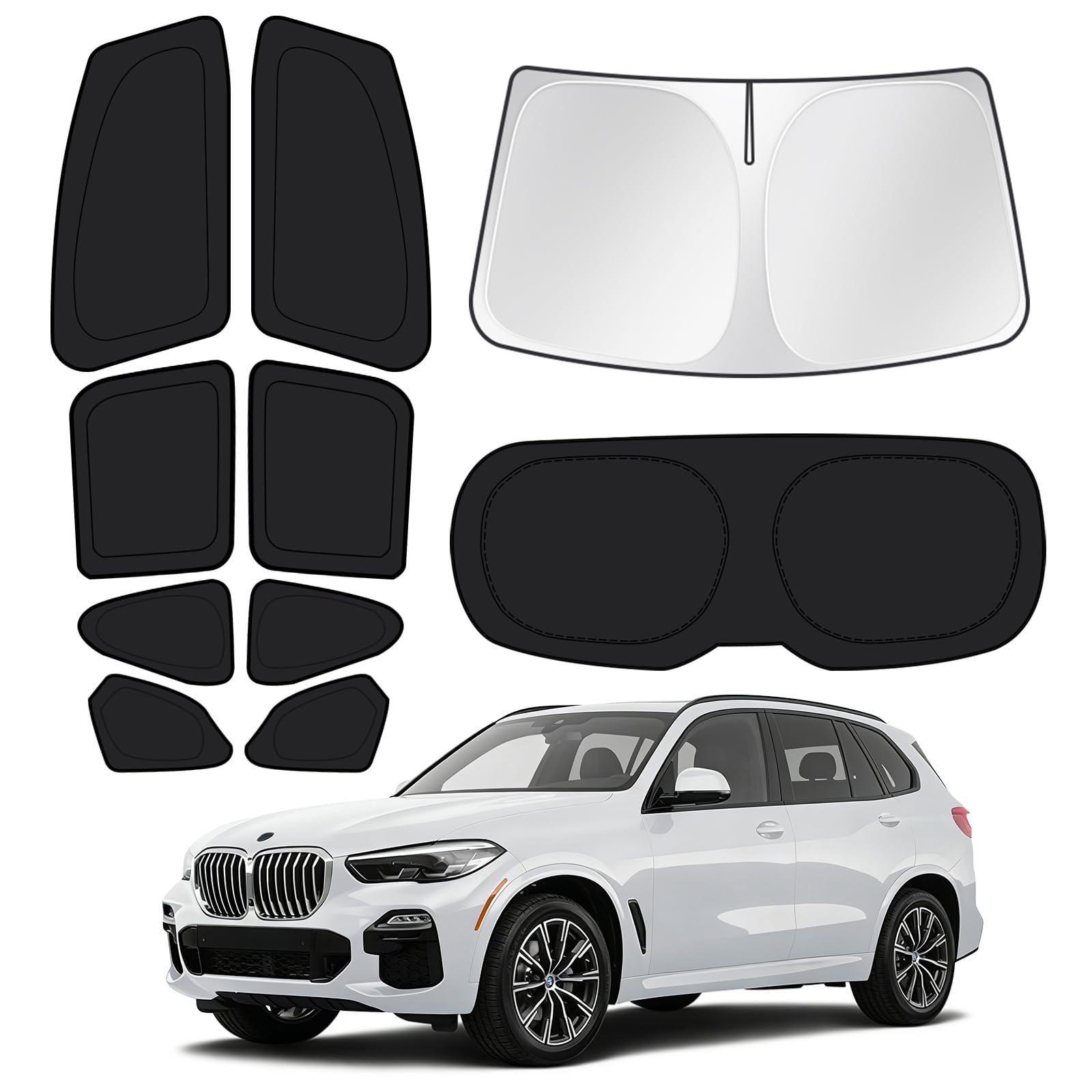 Canvcle Window Shades for 2019-2026 BMW X5 Accessories Windshield Sun Shade Side Rear Window Covers Sunshade Sun Visor Shield Privacy Protection for Camping Keep Vehicle Cool Black 10PCS