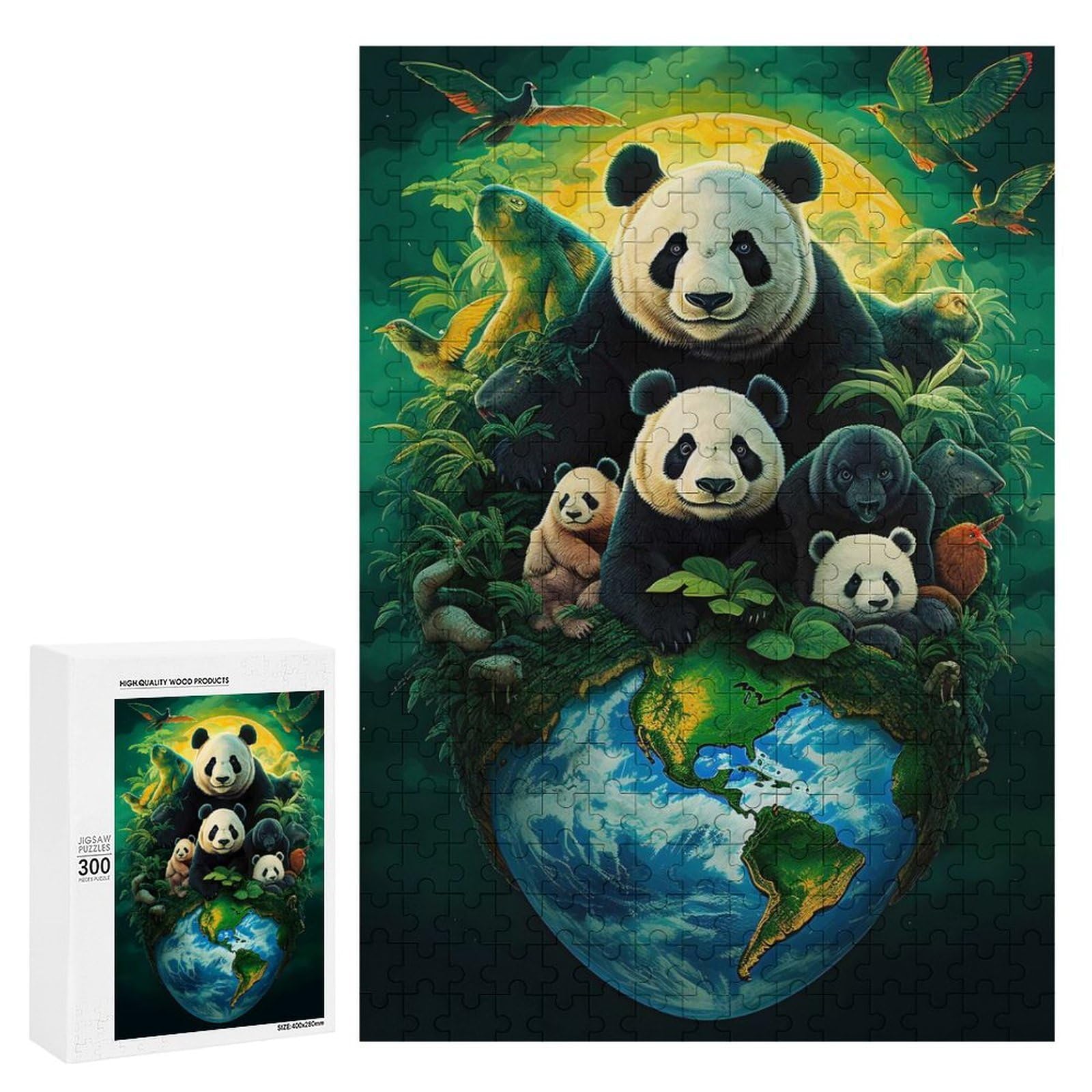 300 PCS Jigsaws Adults Puzzles Panda Earth Day Teenagers Puzzles Anti-Stress Toys Wall Decoration Unique Gifts for Birthday And Christmas 300 PCS