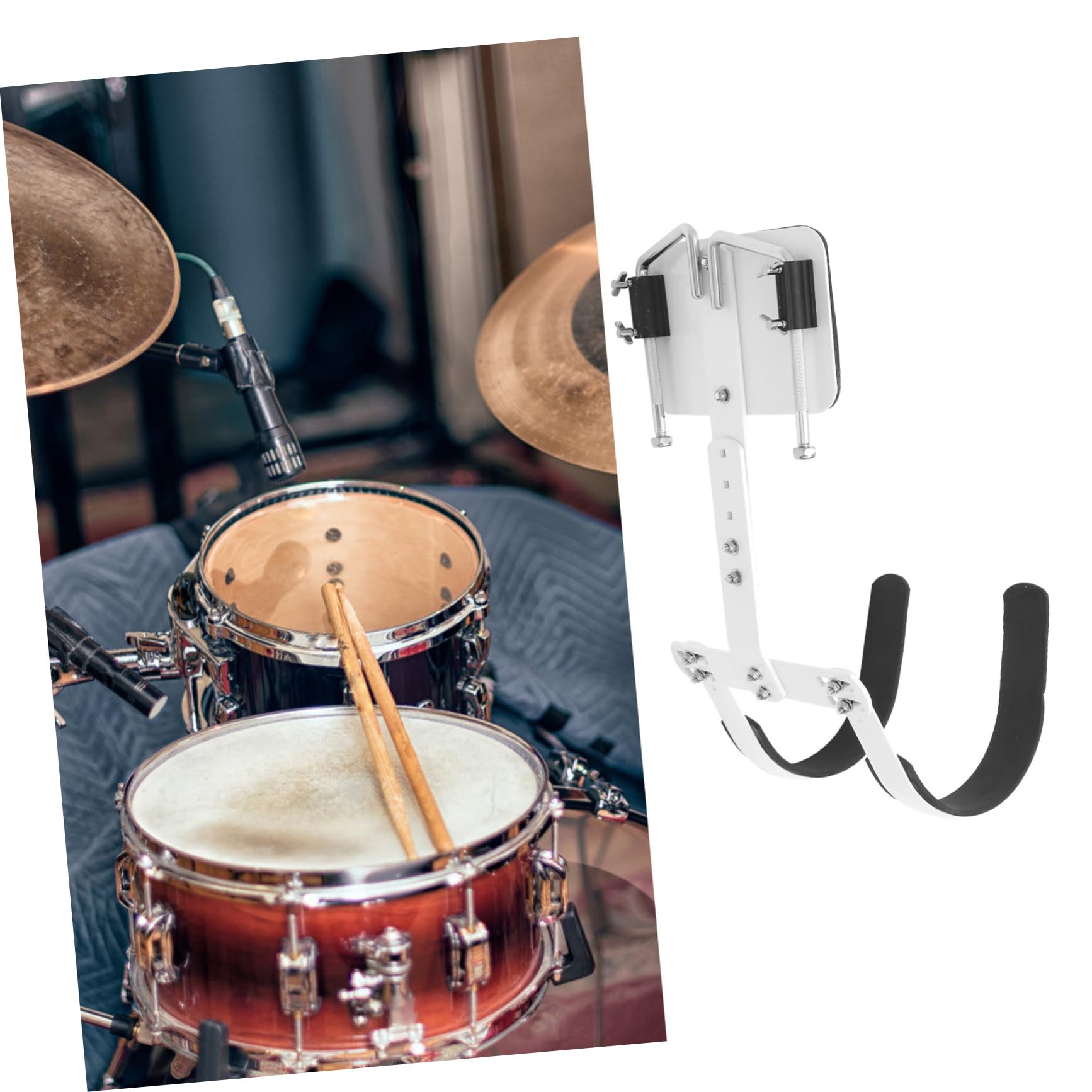 Yardwe Verstellbarer Snare Drum Holder Leicht und Einfach zu Montieren mit Schultergurt aus Aluminiumlegierung und Praktisches Zubehör für Snare Drums für Trommel Groß
