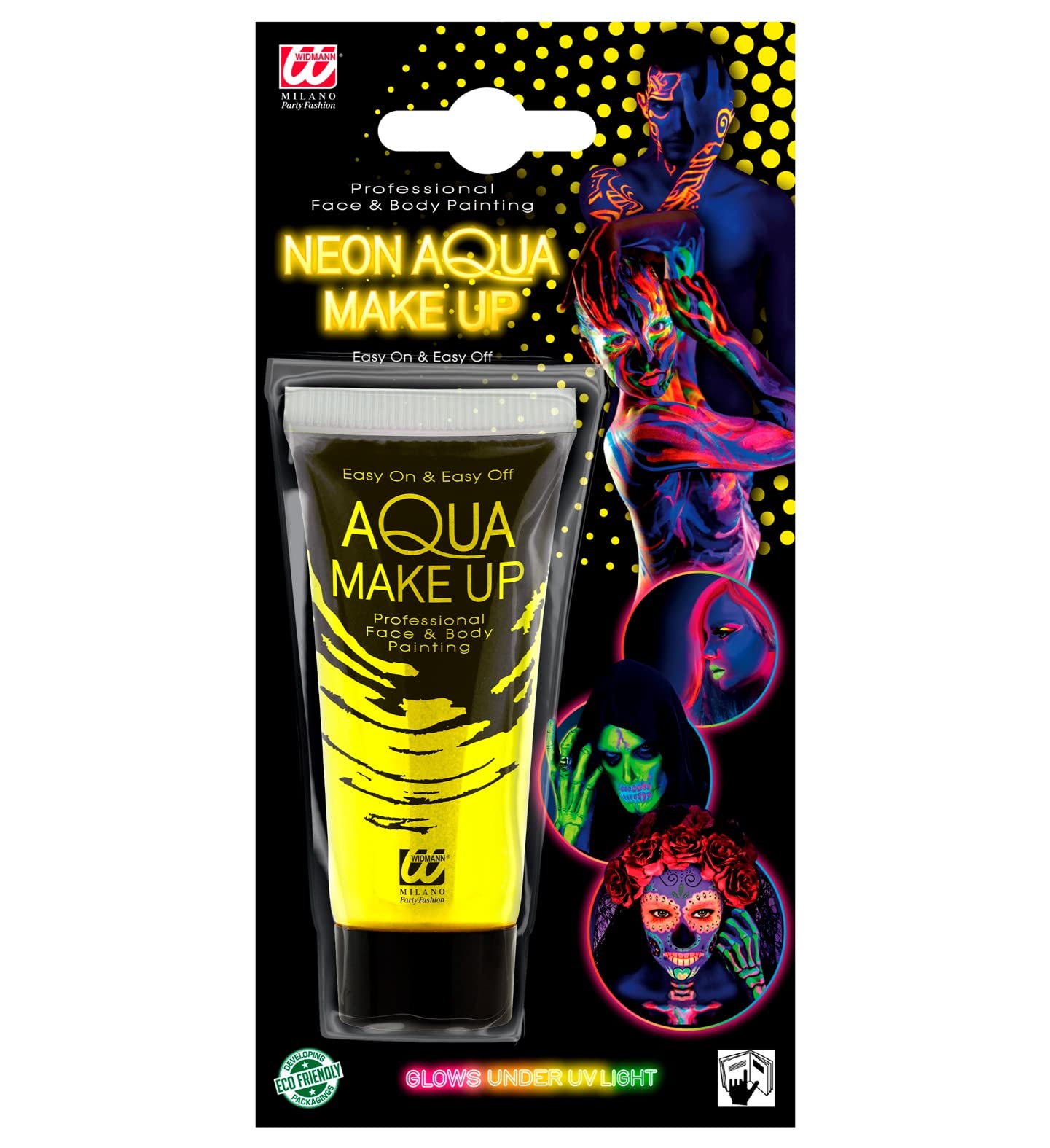 Pintura Corporal WIDMANN MILANO – Maquillaje Crema Al Agua En Tubo De 30 Ml, Color Amarillo Neón, Ideal Para Fiestas Y Disfraces, Unisex Adulto