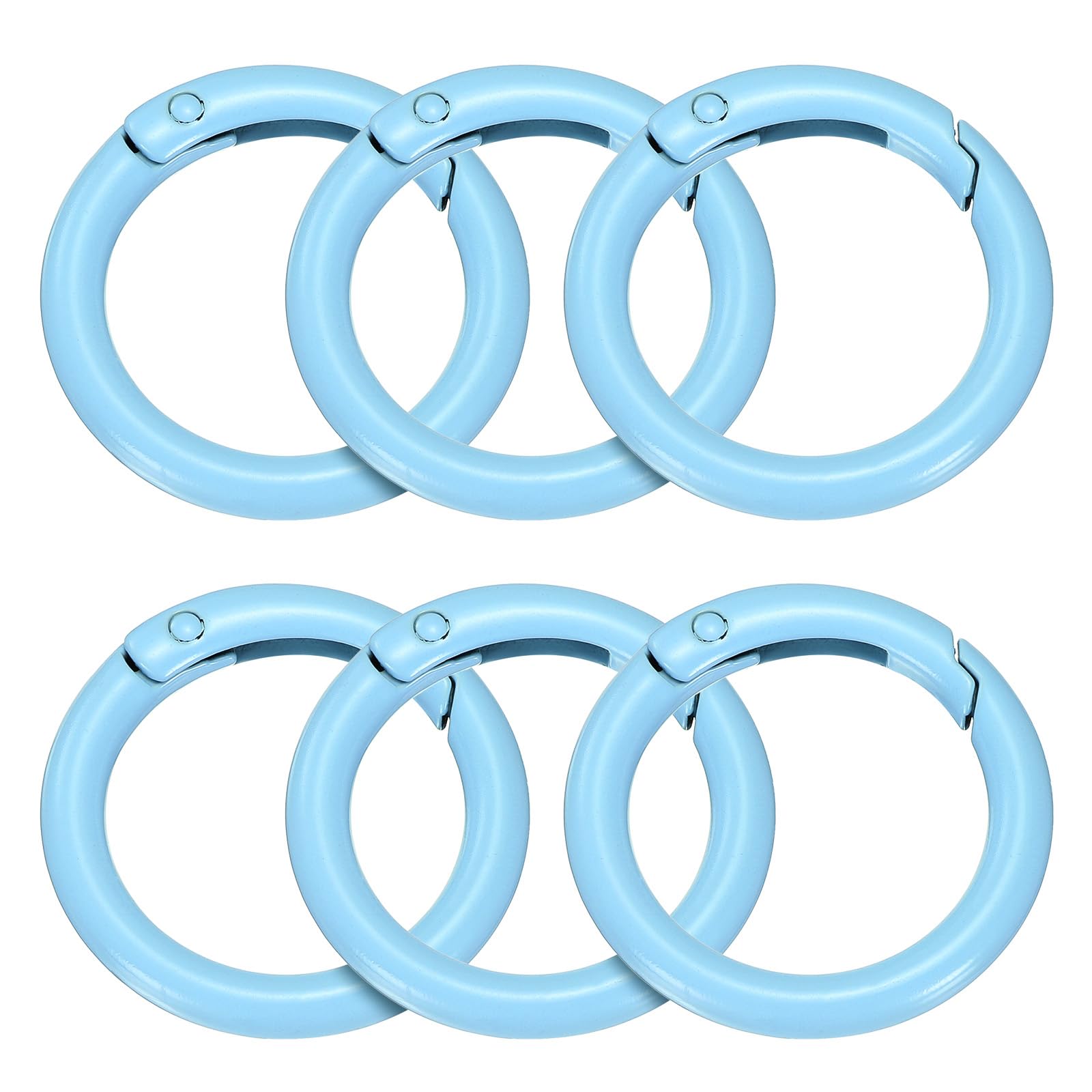 sourcing map 6pcs Metal Spring O Rings 1" Trigger Spring Keyrings Buckle Round Snap Clip for DIY Keychains Bag Purse Handbag, Blue