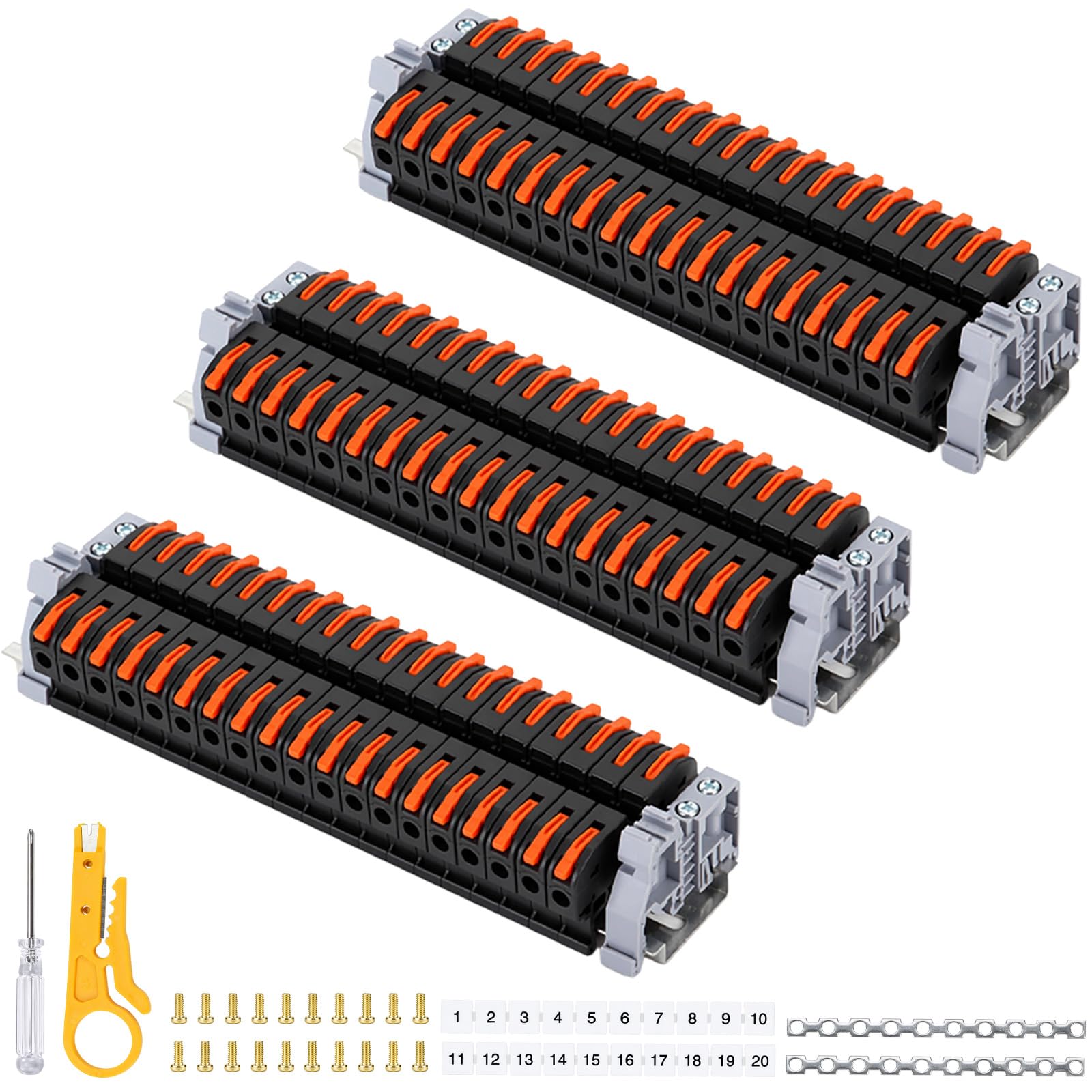 Reihenklemmen Hutschiene 60 Stück, Verbindungsklemmen Durchgangsklemme PCT-211 0,08–4 mm², Lüsterklemmen Steckbar, Klemmleiste Set Klemmen Elektro für Schaltanlagen Verteilerkästen DIY schnelle Verkab