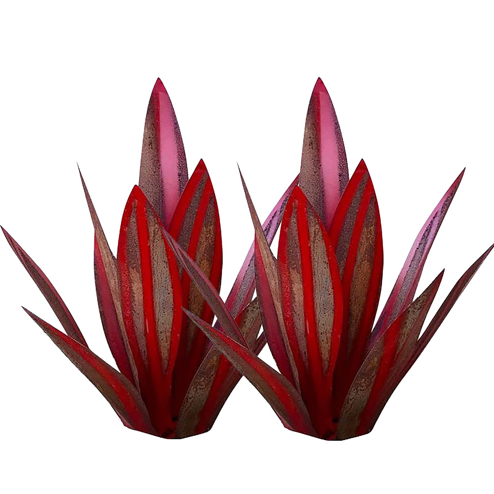 Set da 2 Pezzi Scultura di Agave in Metallo Fatta A Mano da 27 Cm, Decorazione da Giardino Resistente alla Ruggine E agli Agenti Atmosferici per Cortile, Prato E Esposizione Interna