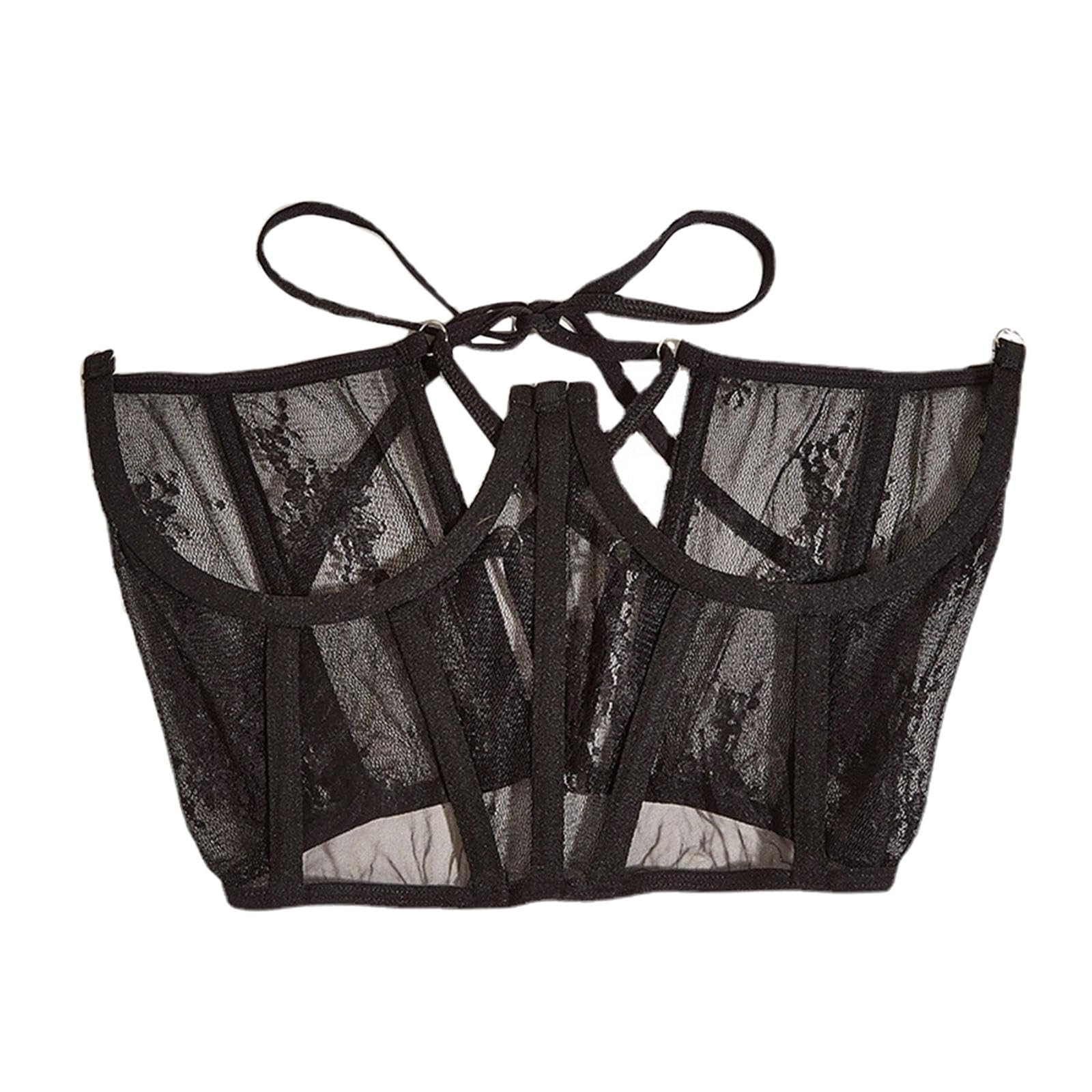 club bollywood Lace Corset Belt Open Cup Tie Back Corset for Women Adjustable Waist Cincher Black-picture-51