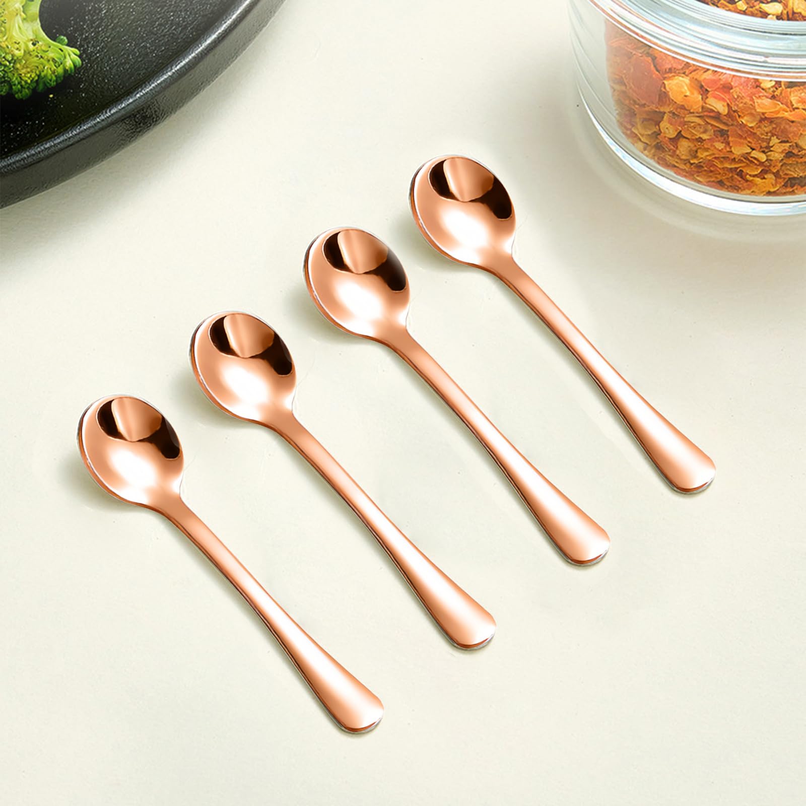Lot De 6 Mini Cuillères à épices En Acier Inoxydable - Idéales Pour Bocaux, Sel, Sucre, Miel - Longueur 7.4 Cm, Pack De 6 - 6