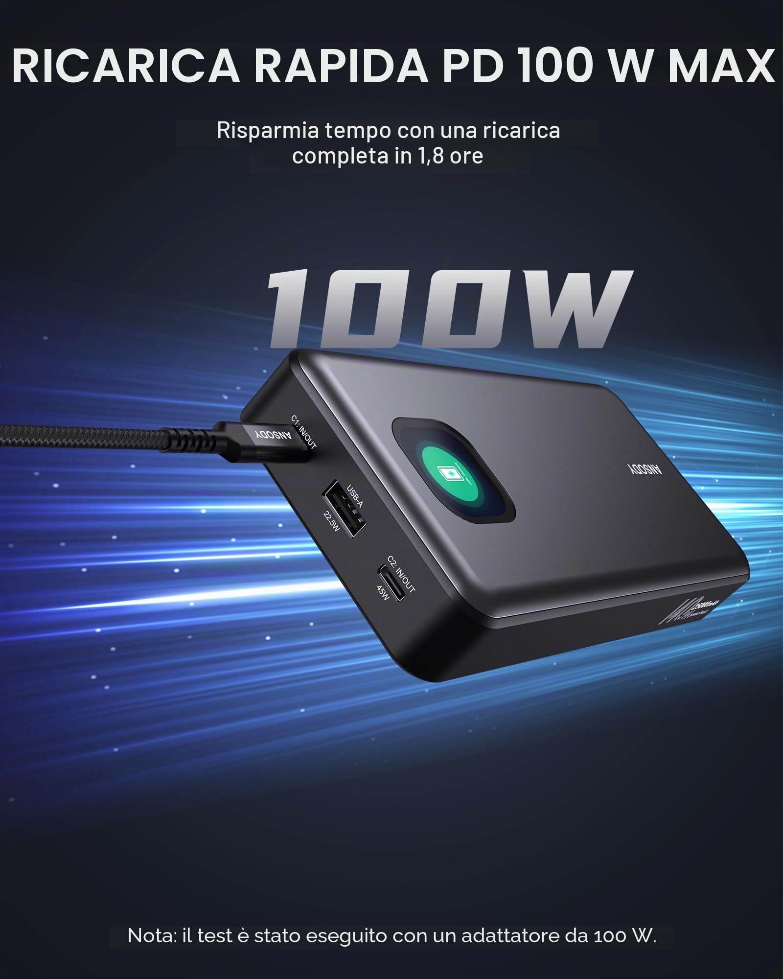 Powerbank da 140 W, 25.000 mAh, per laptop, con display digitale intelligente, batteria di ricarica rapida PD3.1, per MacBook, Dell, XPS, iPad, tablet, Steam Deck, iPhone serie 17-12, switch