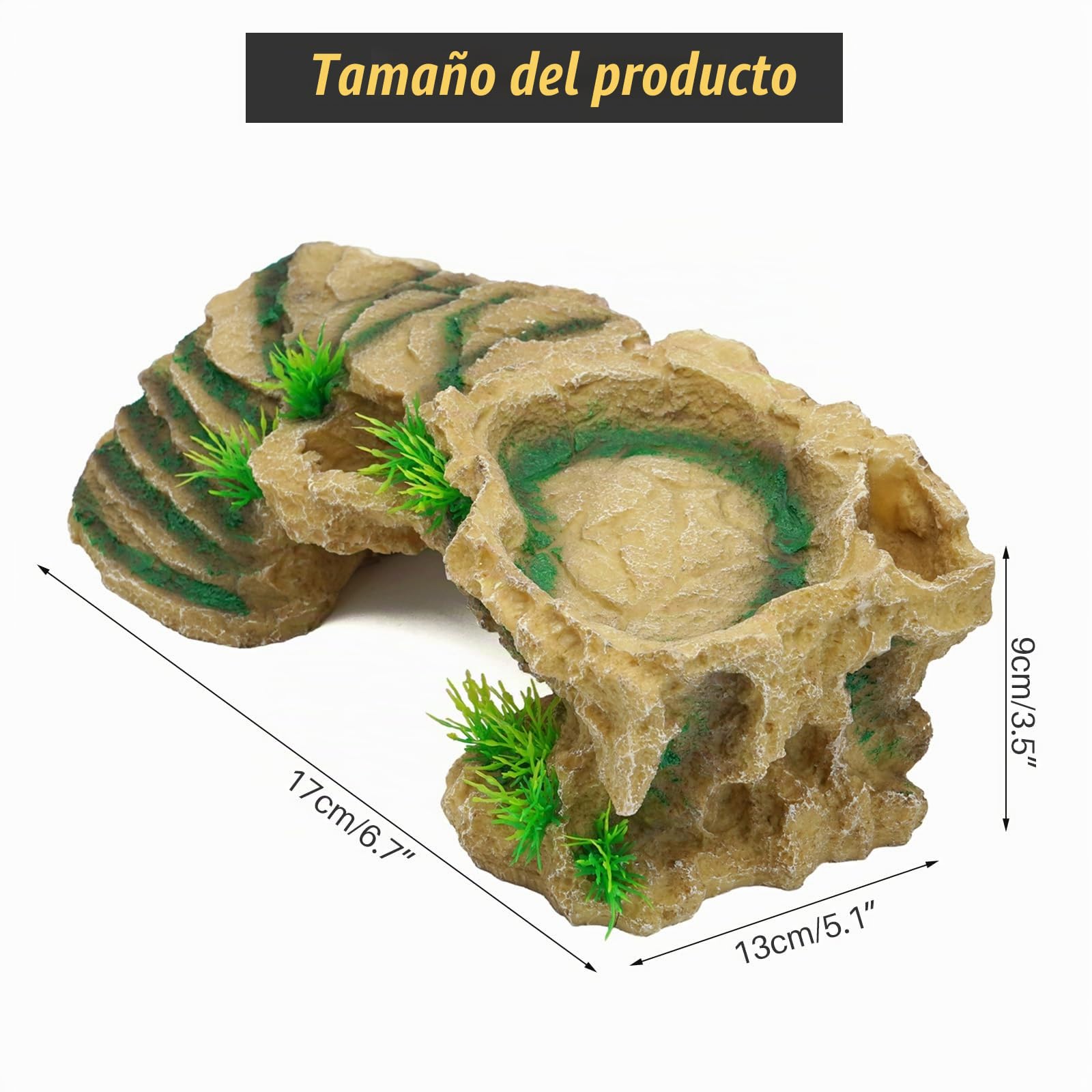 Plataforma de rampas para reptiles, plataforma de resina con rampa de escalada, adorno de hábitat para cueva, dragón barbudo, ranas lagarto