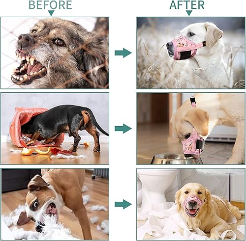 Miniatura 5 de Heele - Bozal para perro de nailon suave, evita mordidas, ladridos y mordisqueos - Malla transpirable, ajustable, permite beber - Para perros