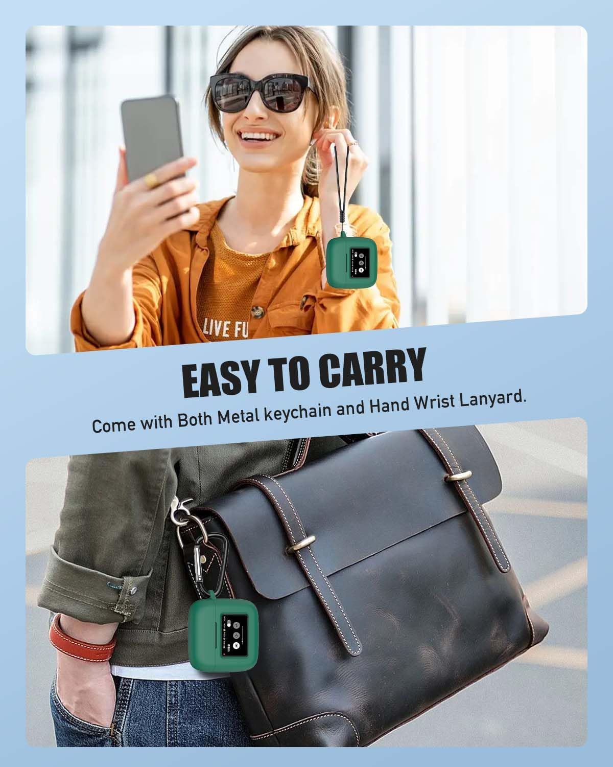 for JBL Tour Pro 3 Case Cover, Protective Silicone Skin Accessories with Keychain& Lanyard and Cleaner Kit for JBL Tour Pro 3 Charging Case, Front LED Visible, Green - Image 6