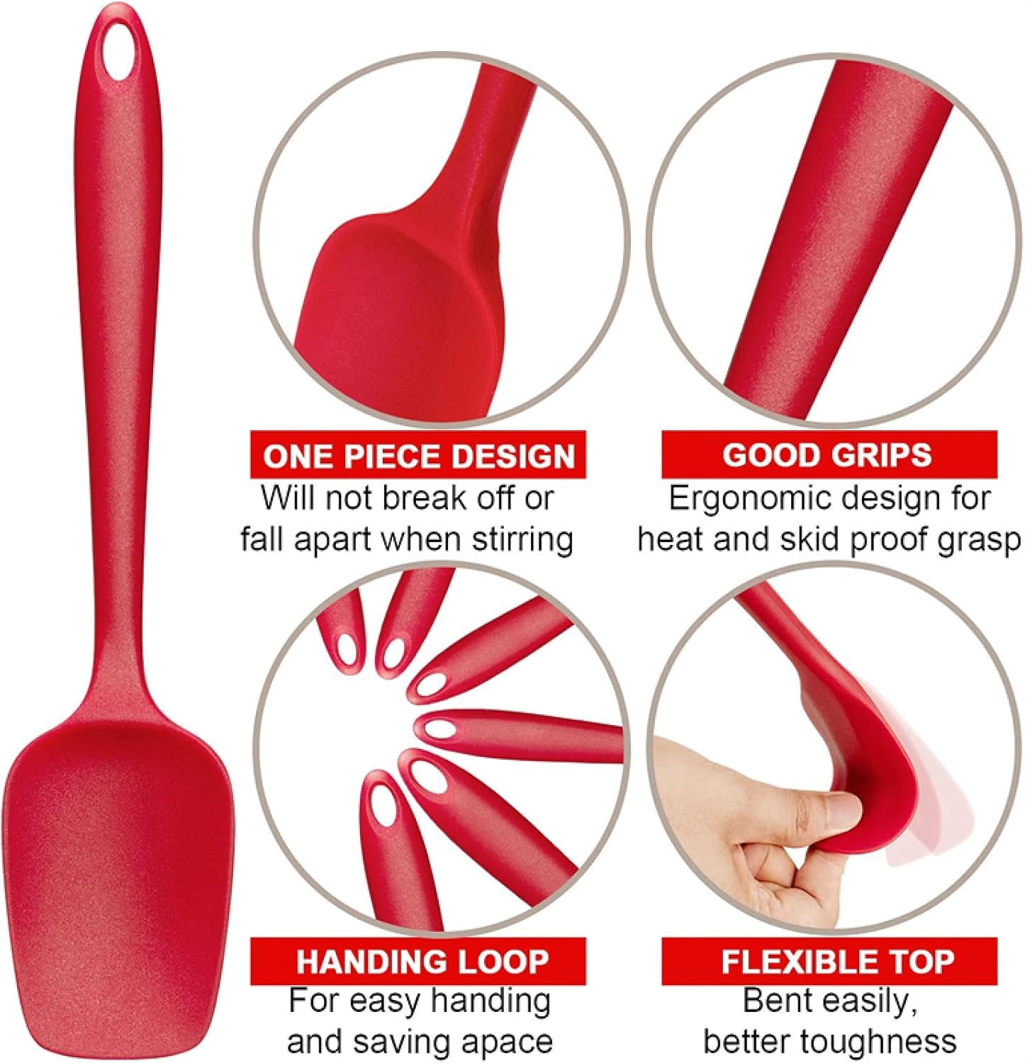 Kochutensilien-Sets Küchenutensilien-Set, Kochutensilien-Set, Küchenutensilien-Set aus Silikon, antihaftbeschichtete Kochutensilien, Backwerkzeug, 6-teiliges Set(Light Red)