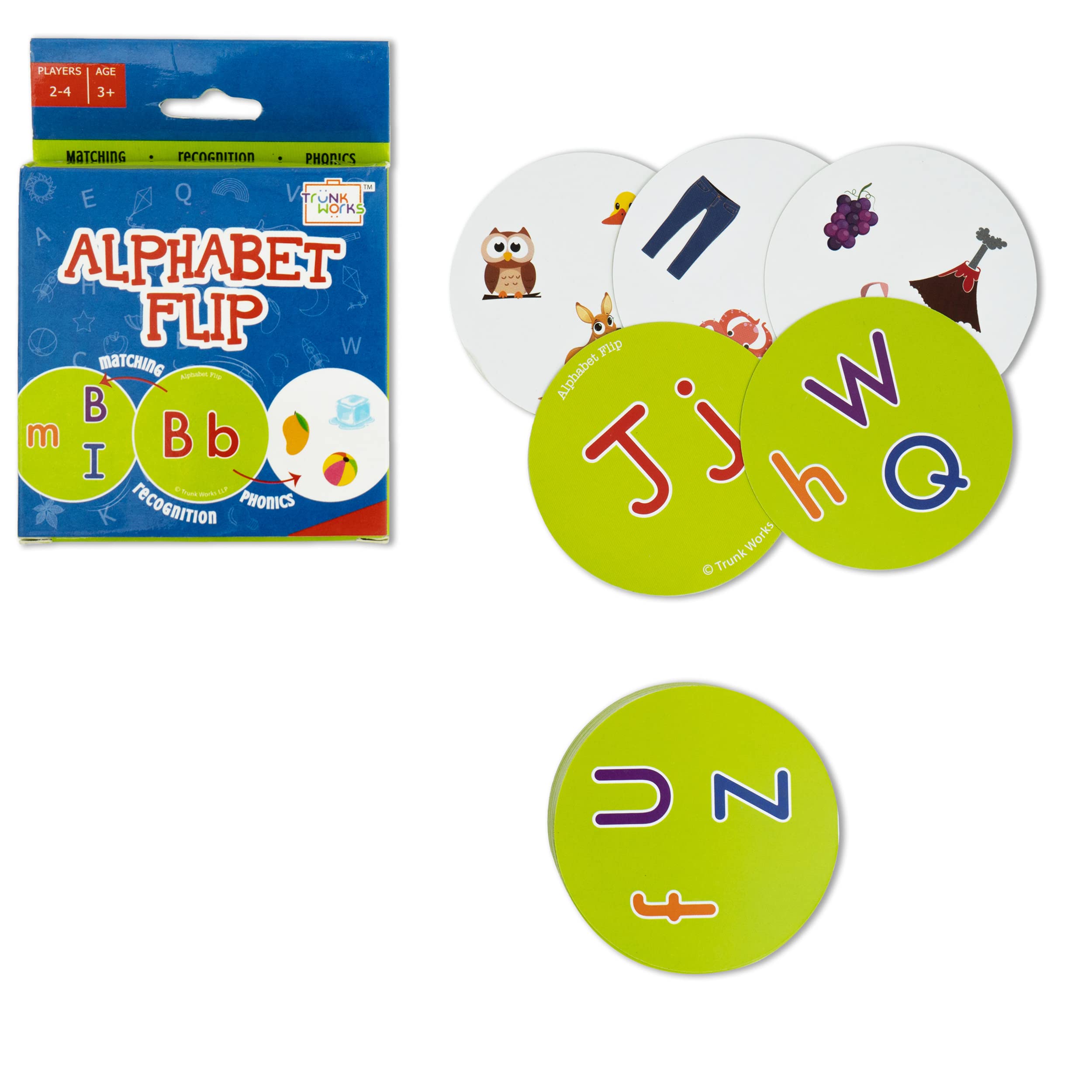 Trunk Works Alphabet Flip - Uppercase Lowercase Alphabet Phonics | Capital and Small Letters | Early Learning Matching Card Game | Ages 3-5 Years (B07HF89YBC) Amazon Price History, Amazon Price Tracker