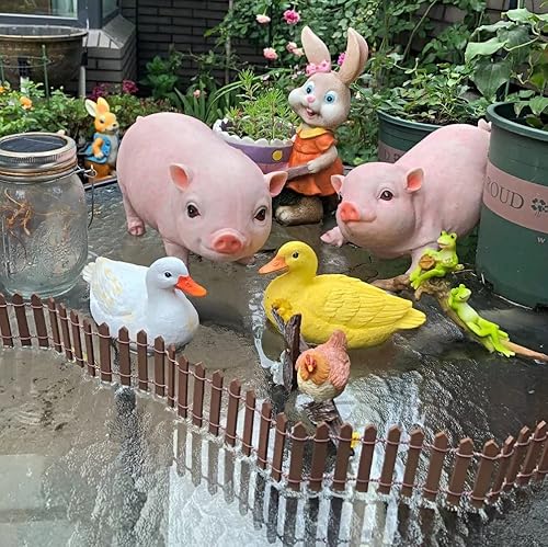 Garden Statue Baby Pig Decorative Garden Figurines Gift, Cute Pig Garden Statue Resin Lawn Ornaments, Durable Farmhouse Animal Sculpture Art Decoration For Home Outdoor Décor (White, Standing) #TOP5