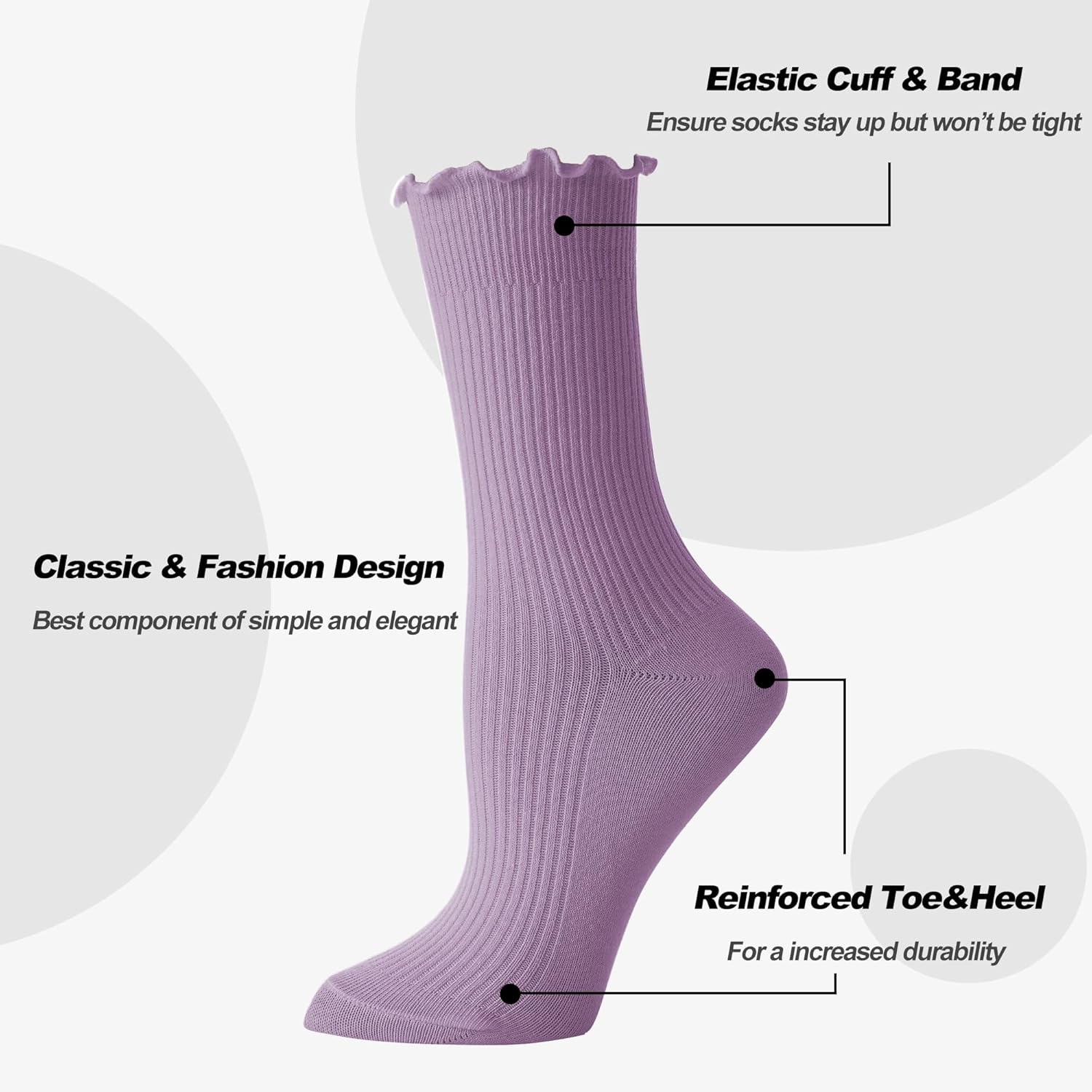 BISOUSOX Ruffle Socks Woman, White Boot Cozy Crew Cute Frilly Ankle Dress Socks for Women Girls Turn-Cuff Size 5 7-9 - Image 4