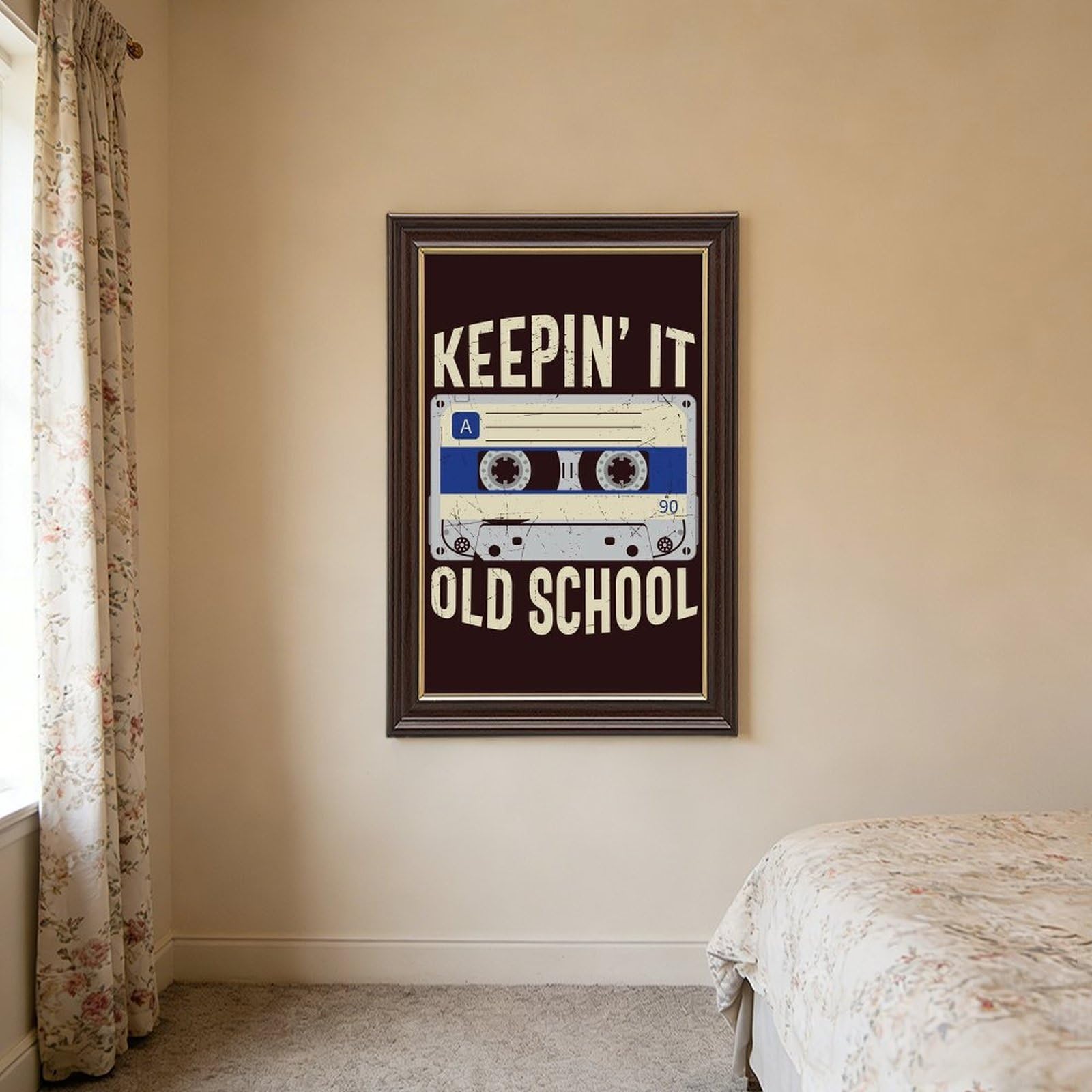Poster in metallo Old School Hip Hop anni '80, poster su tela, decorazione artistica da parete, dipinti per soggiorno, camera da letto, decorazione Mokume Gane Cornice: 40,6 cm L x 61 cm W