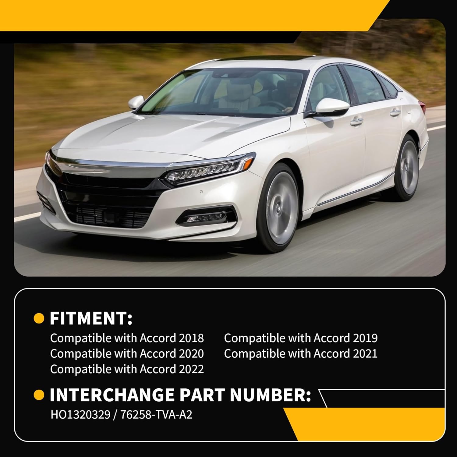 Left Driver Side Mirror Assembly Compatible with 2018-2022 Accord EX Hybrid EX Sport Power Glass & Blind Spot Monitoring (BSM) & Heated and Manual Fold HO1320329 White (7Pins)