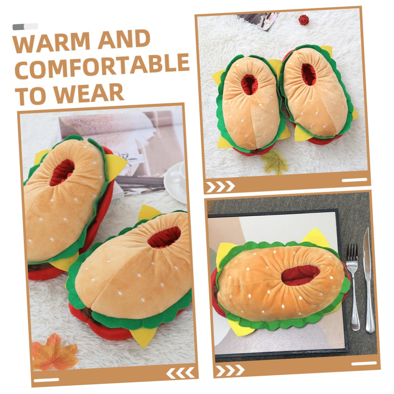 Hemobllo Pantuflas de Hamburguesa para Interior Talla 38, 1 Par, Tela