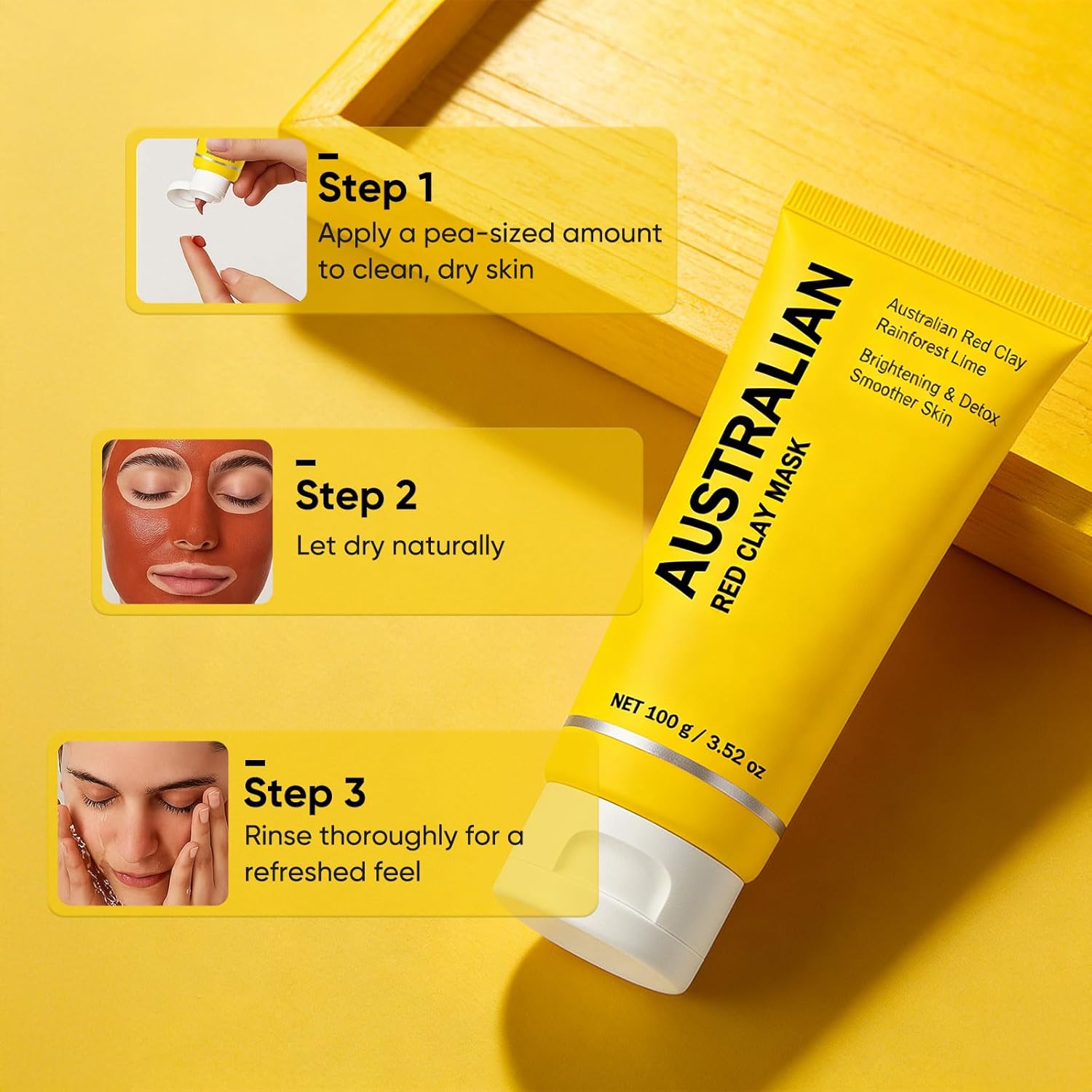 Australian Red Clay Face Mask, Mineral-Rich Detox Mud Mask with Kakadu Plum, Desert & Rainforest Lime Extracts, for Radiant-Looking, Smoother Skin, All Skin Types, 100 mL (1) - Image 7