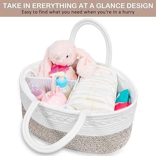 Miniatura 6 de ABenkle Cesta de pañales para bebé, contenedor de almacenamiento de guardería y organizador de automóvil para pañales y toallitas para bebés, cesta