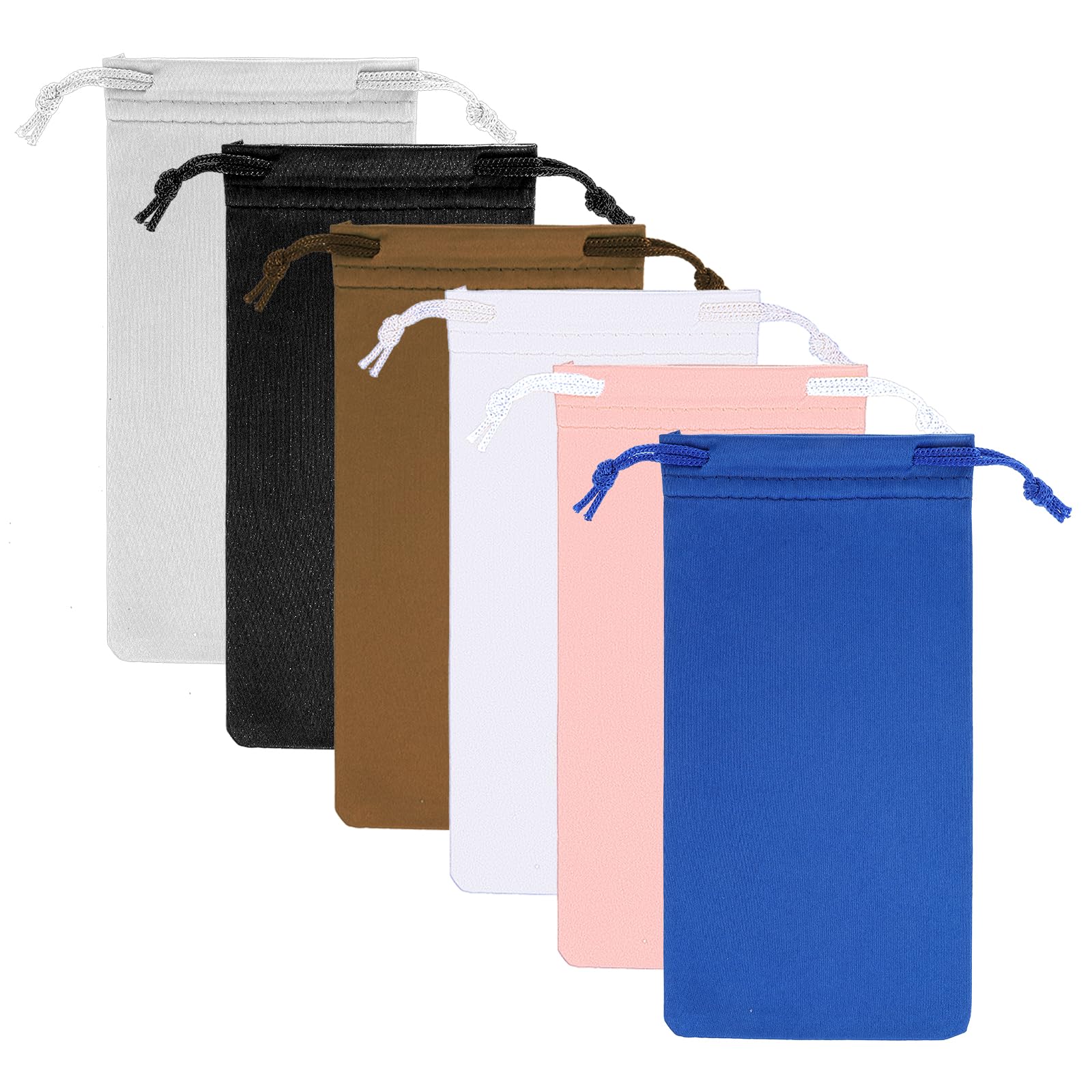 Tucnoeu 6Pcs Glasses Pouch Microfiber Soft Sunglasses Pouch Eyeglass Pouch With Drawstring Assorted Colors for Men & Women