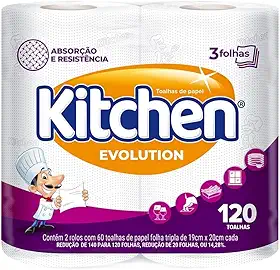 Kitchen Papel Toalha Folha Tripla Total Absorv 120 Folhas