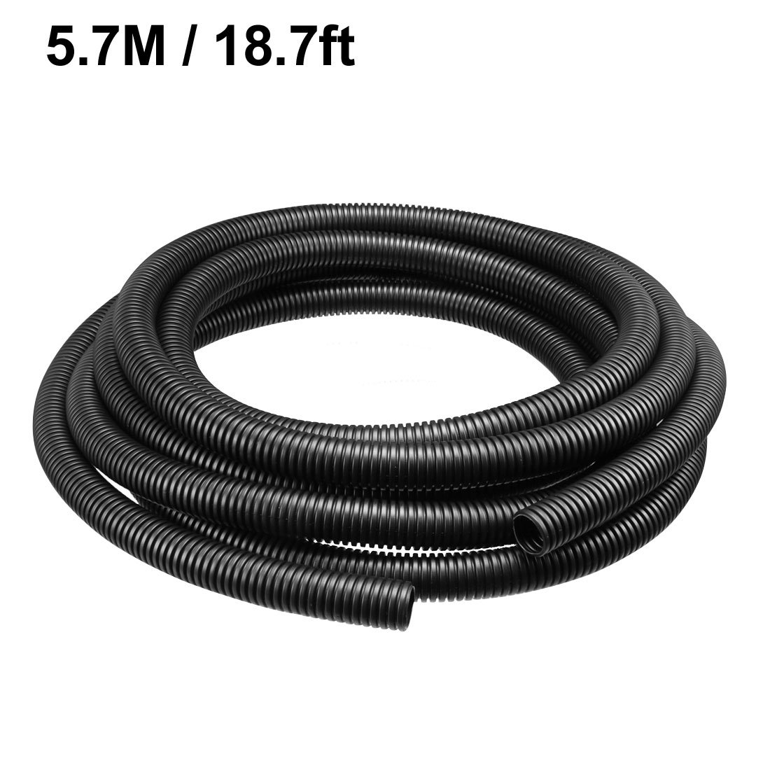 sourcing map Tubo corrugado Conducto PP Tubo de polietileno Tubo flexible Manguera Negro 17 mm Diámetro interior 21,2 mm Diámetro exterior. 5,7 millones de largo