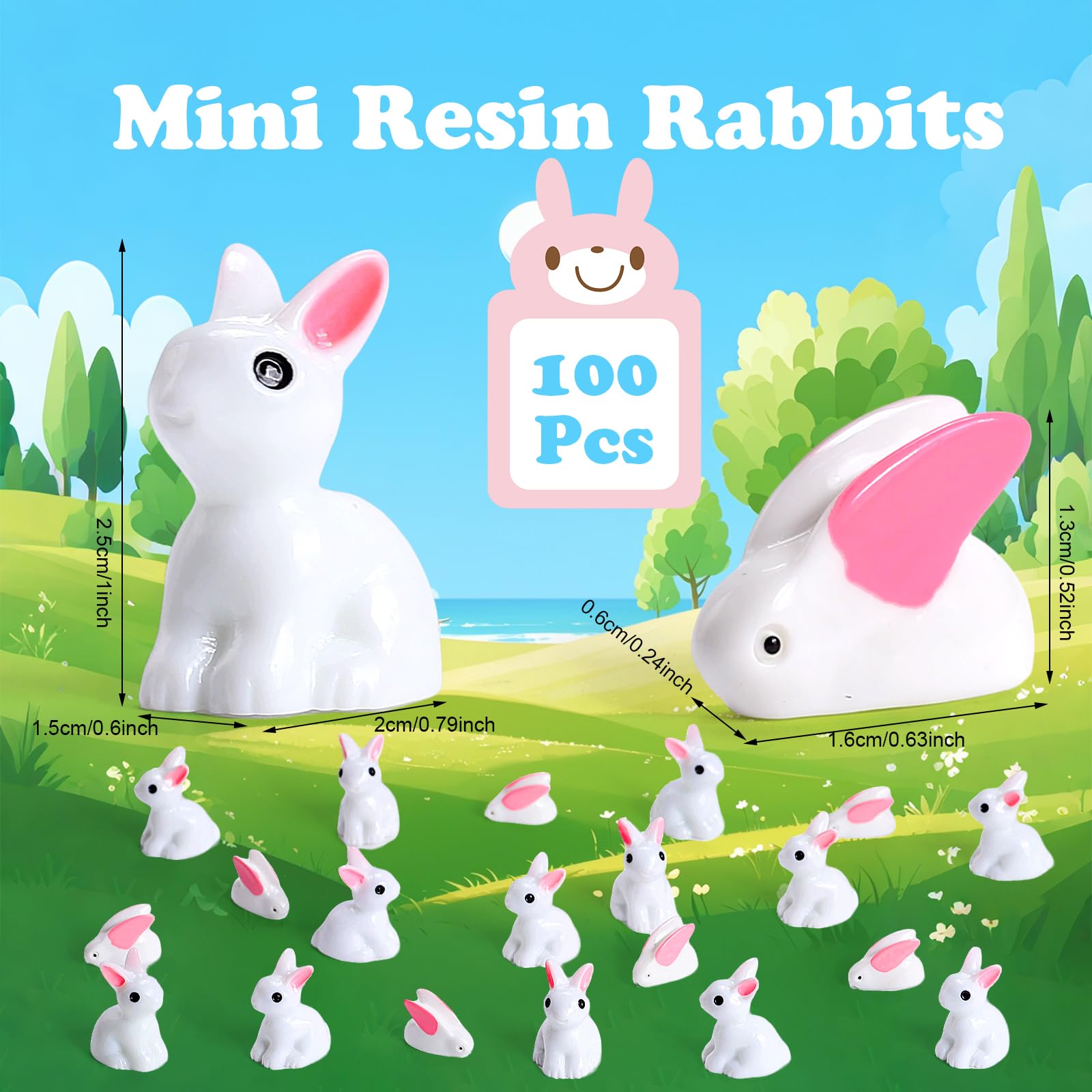 Condition photo showing New/Like New for Rabbit Miniature Figurines Easter Bunny Mini Resin Rabbits, Miniature Rabbit for Landscape Ornaments Miniature Garden Decor Potted Plant,Cake Topper Decoration