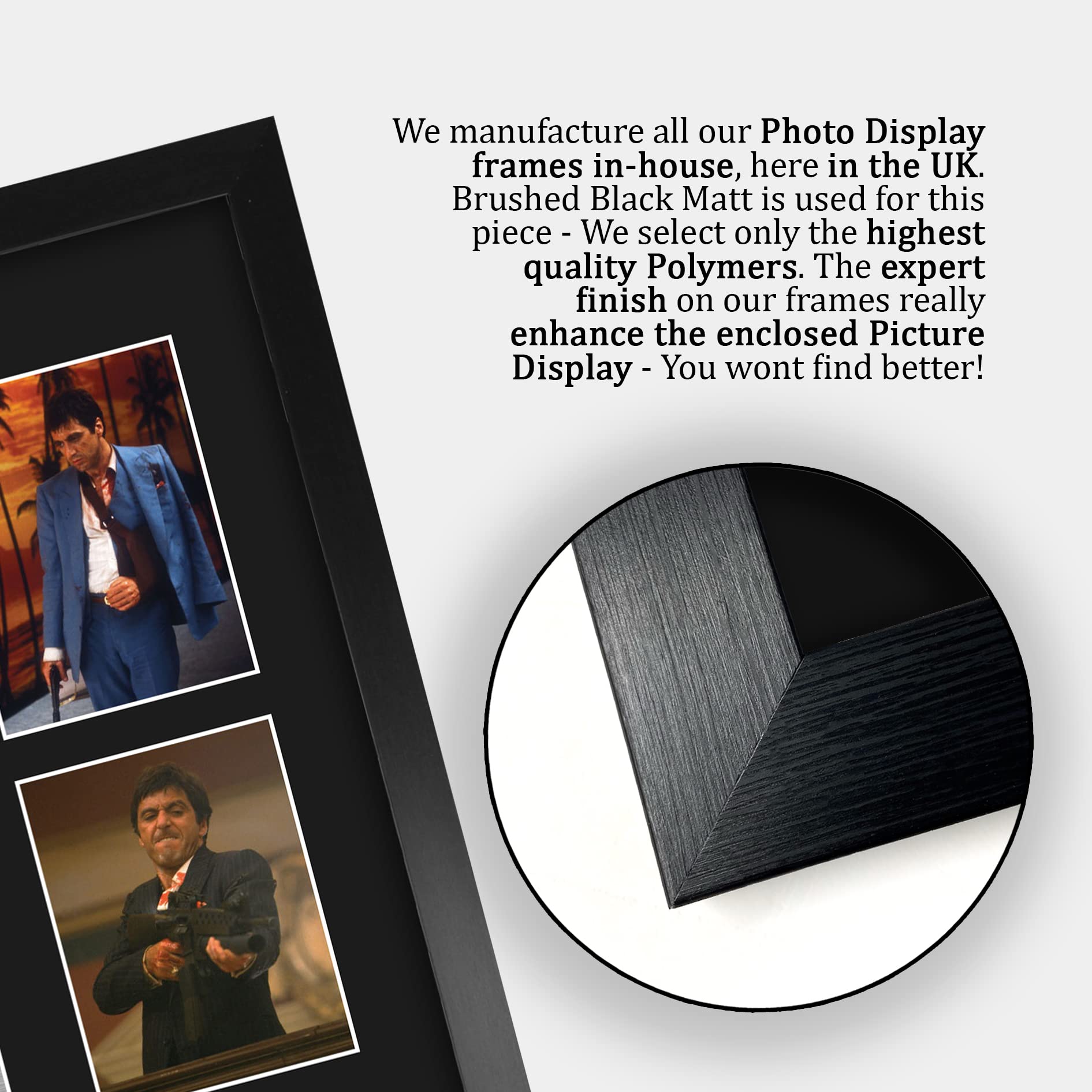 HWC Trading FR A3 Al Pacino Scarface Tony Montana Geschenke Geducktes Signiertes Autogramm Foto für Fans von Film Memorabilien - A3 Gerahmt