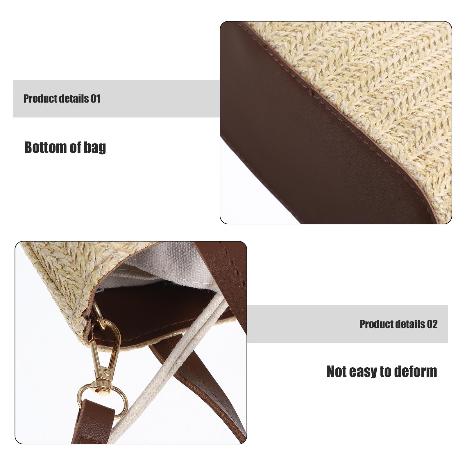 POPETPOP Borsa Secchiello in Paglia Intrecciata Grande Capacità e Tracolla Portatile, Stile Semplice e Moderno per Viaggi e Shopping Estivi