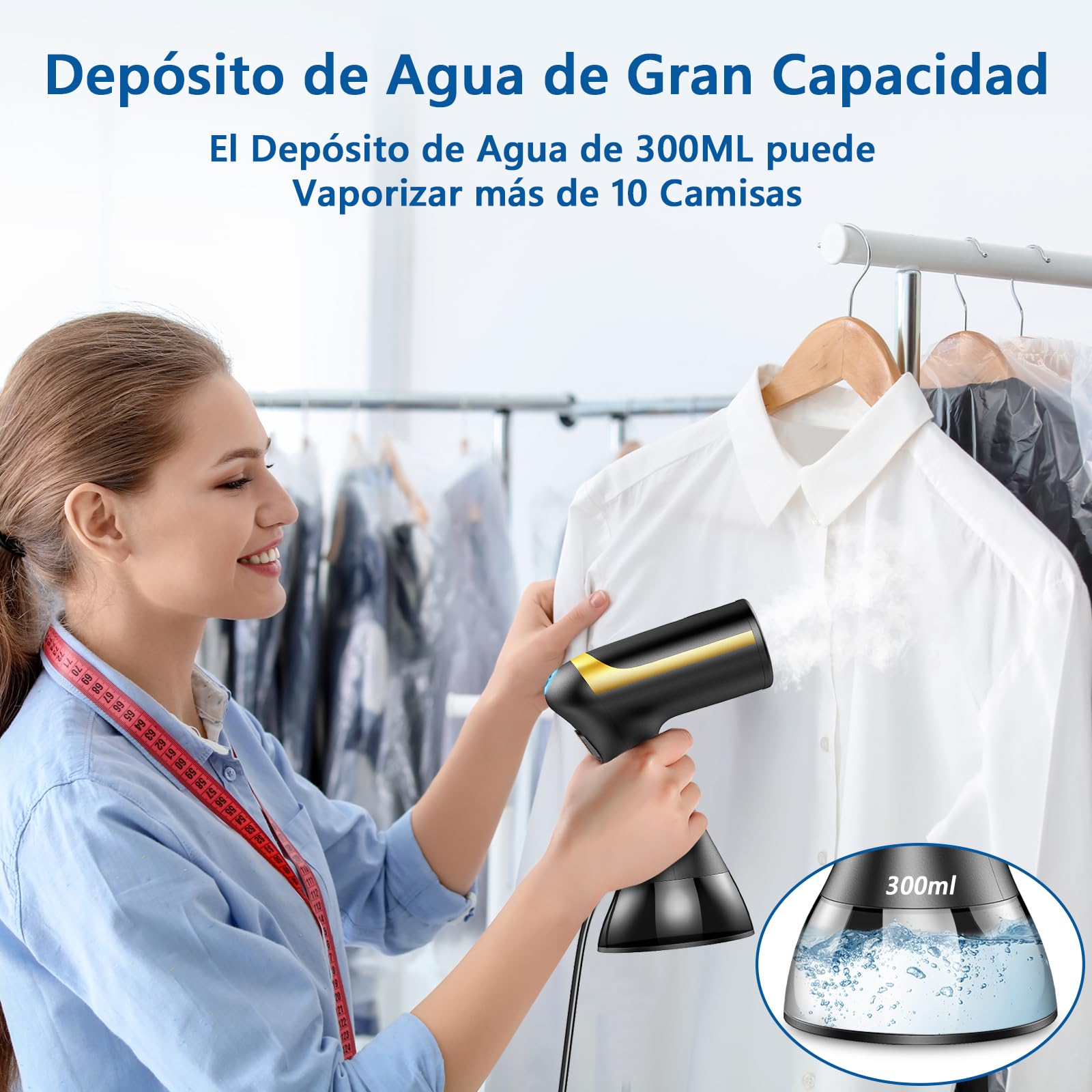 Plancha Vertical Vapor, 1500W Plancha Ropa Vertical, 25s Calentamiento Rápido Ferro a Vapor Vertical, 300ml Plancha Vapor Vertical Viaje Adecuado para el Hogar, la Oficina y los Viajes