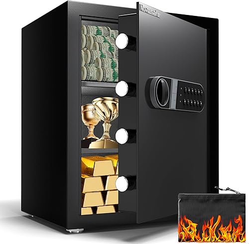 Caja fuerte, caja fuerte para el hogar con llave y bolsa impermeable ignífuga, 2.0 pies cúbicos, caja fuerte para dinero en efectivo y oficina, caja