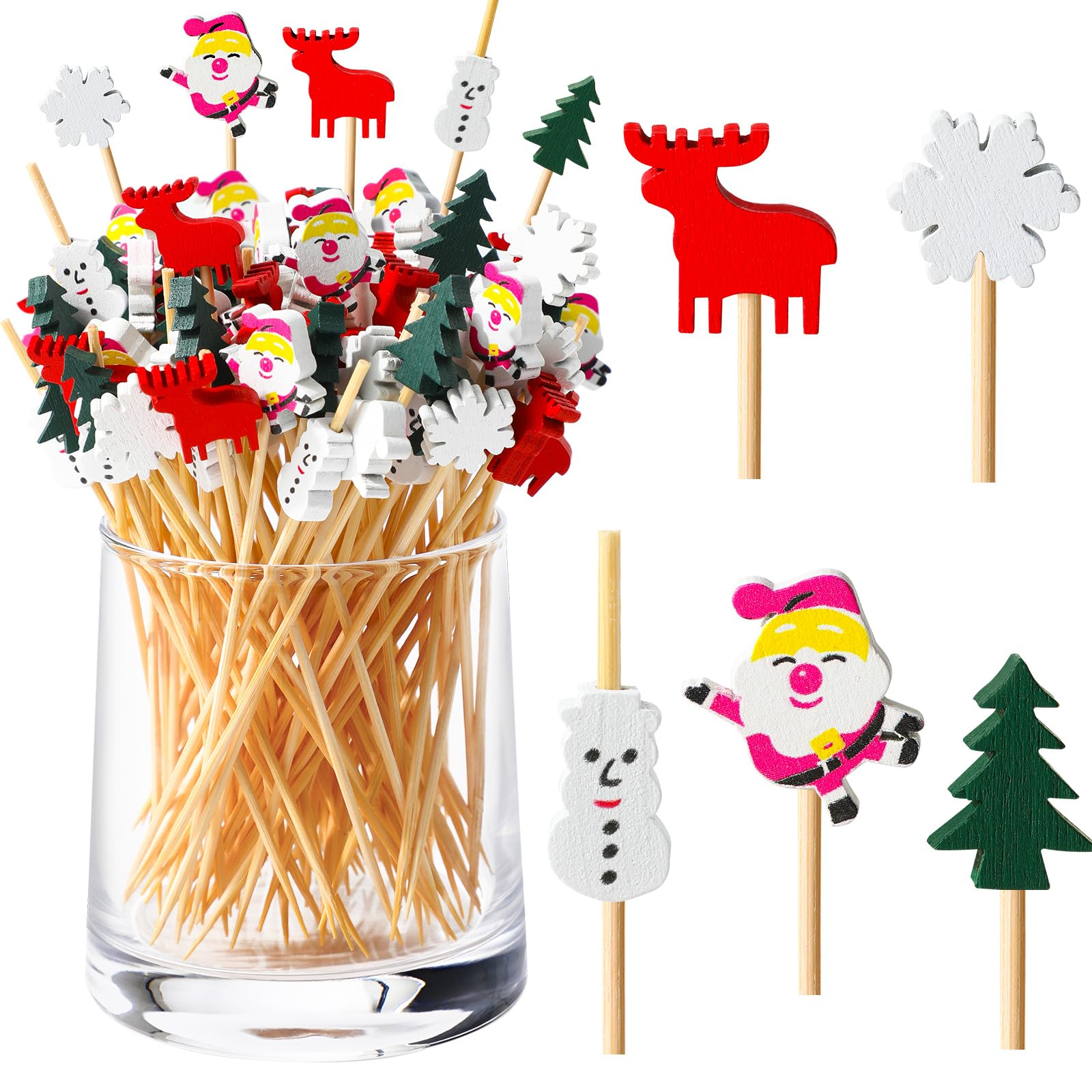 Stuzzicadenti Albero Pupazzo Di Neve 200 Pz Stuzzicadenti Natalizi Da 12 Cm Stuzzicadenti Per Cocktail Stuzzicadenti Per Antipasti